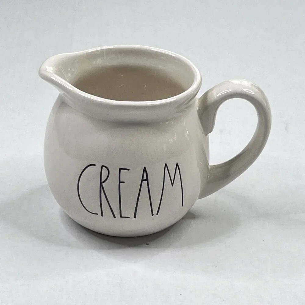 Rae Dunn Artisan Collection CREAM Creamer‎ Mini Pitcher Ivory Black - NWT